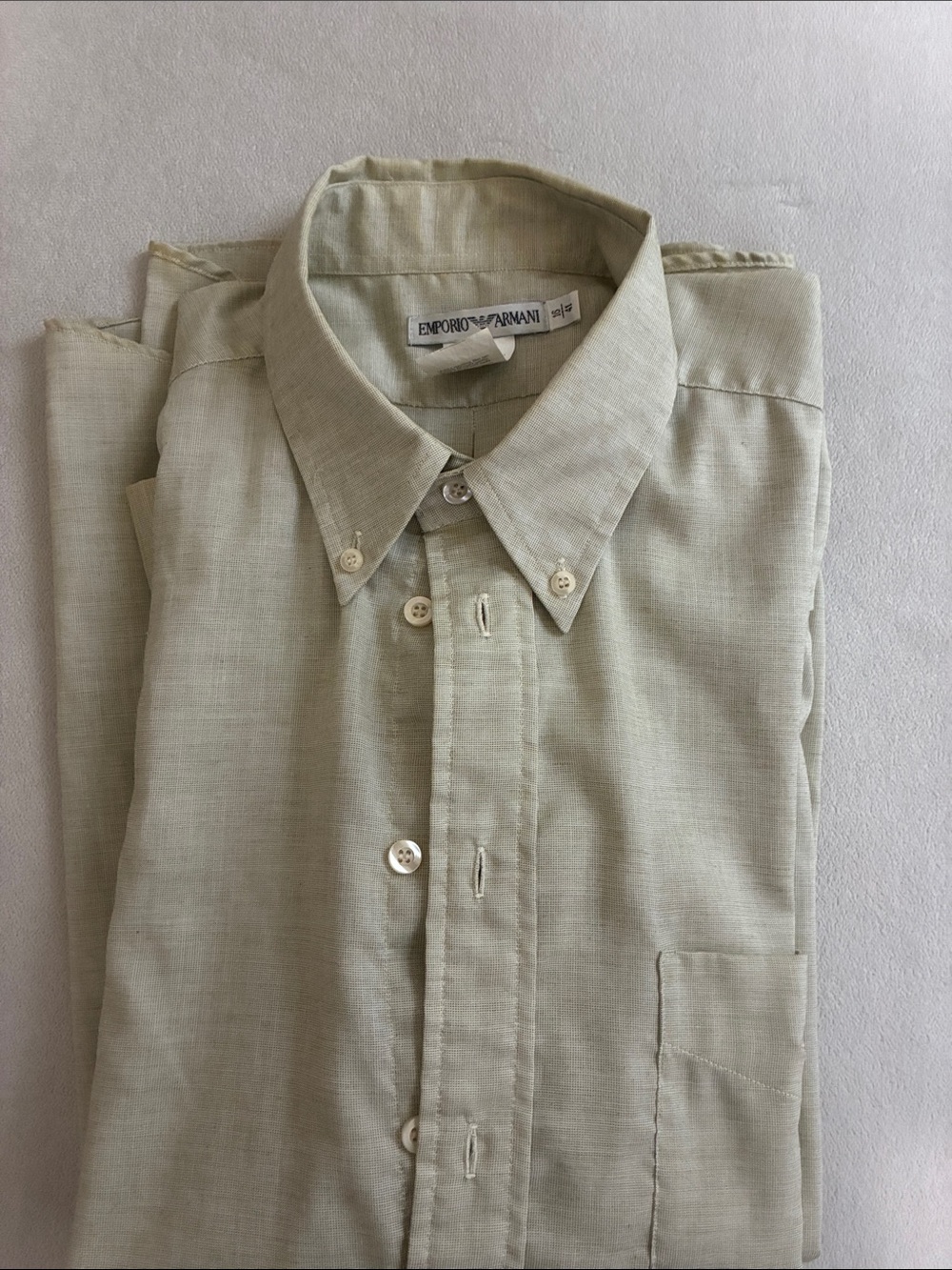 Emporio Armani Men's Button-Down Shirt in Light Beige